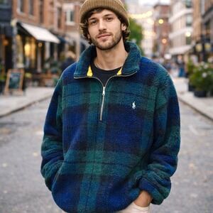 Nautica Plaid Sheerpa Pullover - Mens XXL